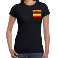 Espana t-shirt met vlag Spanje zwart op borst voor dames - thumbnail