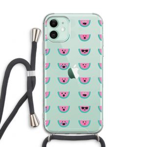 Smiley watermeloenprint: iPhone 11 Transparant Hoesje met koord