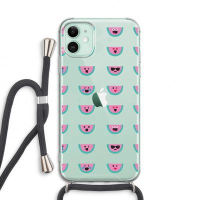 Smiley watermeloenprint: iPhone 11 Transparant Hoesje met koord