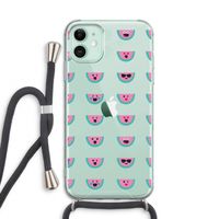 Smiley watermeloenprint: iPhone 11 Transparant Hoesje met koord