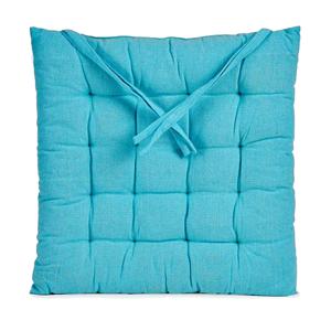 Stoelkussen Decorama - binnen/buiten - turquoise - 40 x 40 x 5 cm - polyester