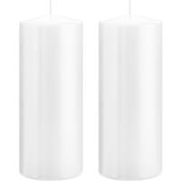 2x Witte cilinderkaars/stompkaars 8 x 20 cm 119 branduren