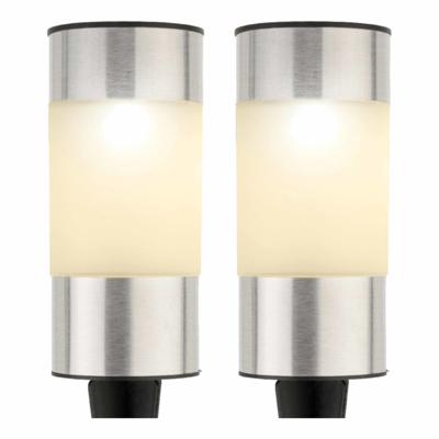 Decoris solar prikspot - 8x - zilver - 14 cm - tuinverlichting