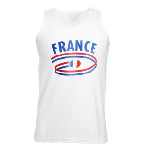 Frankrijk tanktop voor heren met vlaggen print 2XL  -