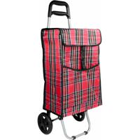 Boodschappentrolley - rood/ruit - 92 x 34 x 27 cm - 40 liter