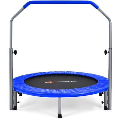 Ø101cm Opvouwbare Mini-Trampoline Fitness Trampoline met in Hoogte Verstelbare Schuimrubberen Handgreep Blauw + Zwart