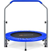 Ø101cm Opvouwbare Mini-Trampoline Fitness Trampoline met in Hoogte Verstelbare Schuimrubberen Handgreep Blauw + Zwart