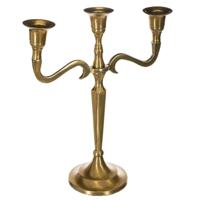 Atmosphera kaarsen kandelaar Baroque - met 3 armen - metaal - dinerkaarsen - goud - 22 x 27 cm