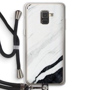 Elegante marmer: Samsung Galaxy A8 (2018) Transparant Hoesje met koord