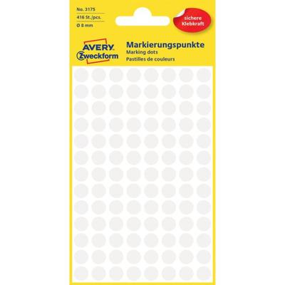Etiket Avery Zweckform 3175 rond 8mm wit 416 etiketten | 10 stuks
