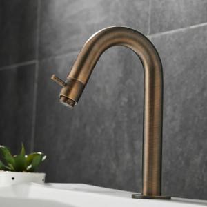 Fonteinkraan SaniClear Antique | Opbouw | Koudwater kraan | Standaard model | 1-knop | Rond | Verouderd messing