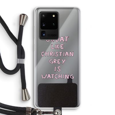 Christian Grey: Samsung Galaxy S20 Ultra Transparant Hoesje met koord
