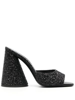 The Attico mules Luz 105 mm à paillettes - Noir