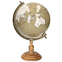 Items Deco Wereldbol/globe op voet - kunststof - taupe - home decoratie artikel - D22 x H33 cm   - - thumbnail