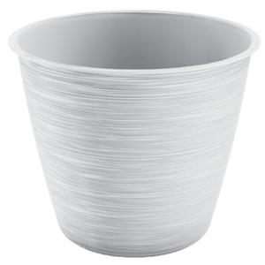 Plantenpot/bloempot Paintstripe - kunststof - wit - 25 x 30 cm - stijlvol - binnen/buiten