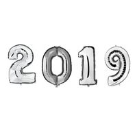 Grote New Year versiering 2019 ballonnen zilver   - - thumbnail