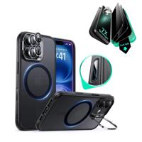 iPhone 16 Plus Classic Hybrid Magnetic Case (Camera Control, Stash Stand) & Privacy Screen Protector Bundle - Frosted Black