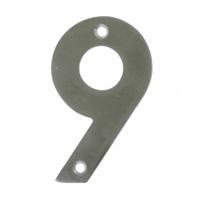 AMIG Huisnummer 9 - massief Inox RVS - 10cm - incl. bijpassende schroeven - zilver - Huisnummers - thumbnail