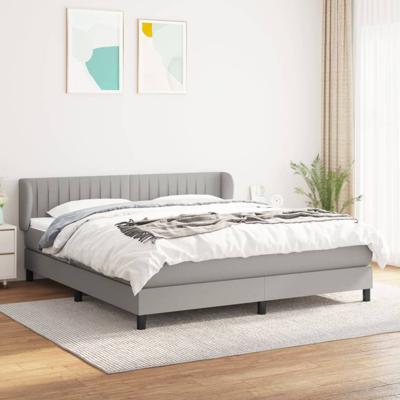 Boxspring met matras stof lichtgrijs 180x200 cm