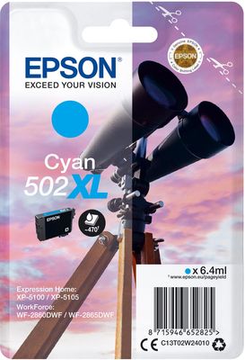 Epson inktcartridge 502XL, 470 pagina&apos;s, OEM C13T02W24010, cyaan