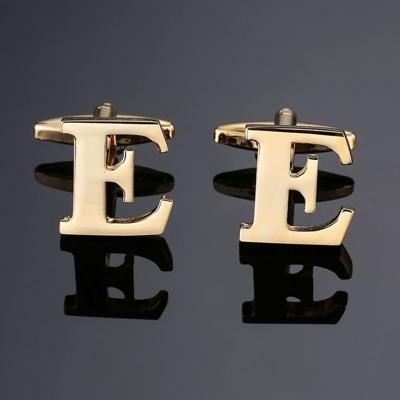 1 paar gouden letters A-Z naam Manchetknopen mannen Frans overhemd Manchetknopen (E)