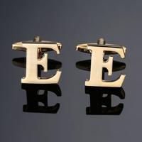 1 paar gouden letters A-Z naam Manchetknopen mannen Frans overhemd Manchetknopen (E)