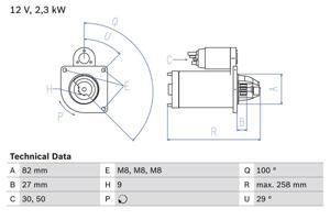 Startmotor / Starter BOSCH, Spanning (Volt)12V, u.a. für UAZ, Iveco