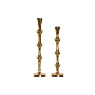 Kandelaar Home ESPRIT Gouden Aluminium Modern 8 x 8 x 36 cm (2 Stuks)