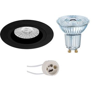 LED Spot Set - LEDVANCE Parathom PAR16 930 36D - Pragmi Rodos Pro - GU10 Fitting - Dimbaar - Inbouw Rond - Mat Zwart - 5.5W - Warm Wit 3000K - Ø93mm