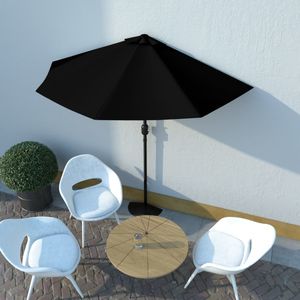 VidaXL Balkonparasol half met aluminium paal 270x144x222 cm zwart