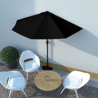 VidaXL Balkonparasol half met aluminium paal 270x144x222 cm zwart
