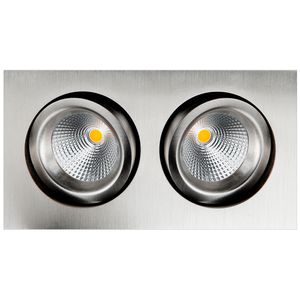 LED inbouwspot 2x7W 2700K geborsteld staal draai kantelbaar vierkant Junistar Lux Square SG 902593