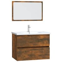 The Living Store Badkamermeubelset - gerookt eiken - 60 x 38.5 x 45 cm - met lade en wandmontage