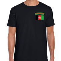 Afghanistan t-shirt met vlag zwart op borst voor heren - thumbnail
