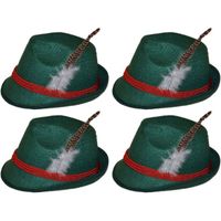 4x Groene Tiroler hoedjes verkleedaccessoires voor volwassenen - thumbnail