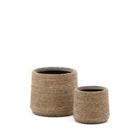 Kave Home Plantenpot 'Sigal' Handgevlochten Espartogras, Set van 2 stuks