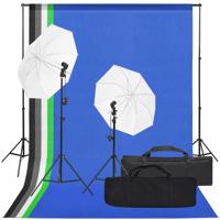 Fotostudioset met verlichtingsset en achtergrond