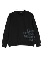 DSQUARED2 KIDS sweat en coton à slogan imprimé - Noir