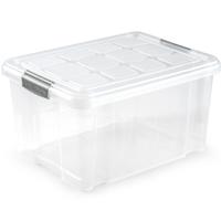 Plasticforte Opslagbakken met deksel - 16 liter - 40 x 30 x 21 cm - Organizers - transparant - thumbnail