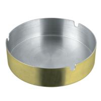 Asbak rond - RVS metaal - goud metallic - 9 x 3 cm