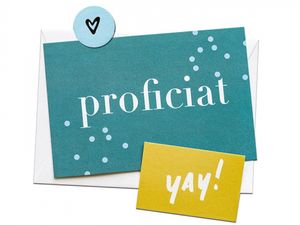 Lief voor elkaar - Wenskaart set - 'Gefeliciteerd' - Wenskaart + mini + sticker - Gefeliciteerd Proficiat, Yay!