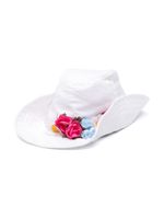 Monnalisa chapeau à fleurs appliquées - Blanc