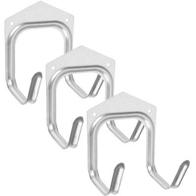 Set van 3x dubbele ophanghaken/wandhaken 13 x 8,5 cm metaal