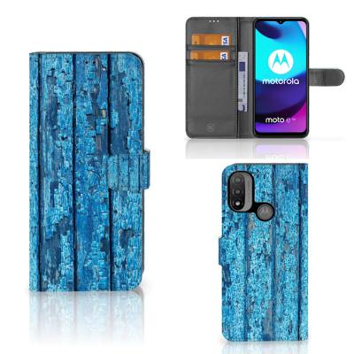 Motorola Moto E20 | E30 | E40 | Book Style Case | Wood Blue