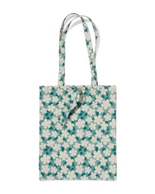 HEMA Canvas Tas 35x41cm Bloemen (groen)