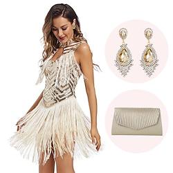 Retro vintage Roaring jaren '20 Jaren 1920 Flapper jurk Cosplay kostuum Outfits The Great Gatsby Dames Pailletten Kwastje Kerstmis Halloween Feest / Uitgaan Kleding Lightinthebox