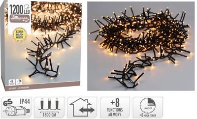 Maxi Cluster 1200L Extra Warm wit kerst 18 meter - Nampook