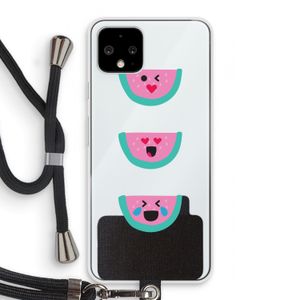 Smiley watermeloen: Pixel 4 Transparant Hoesje met koord