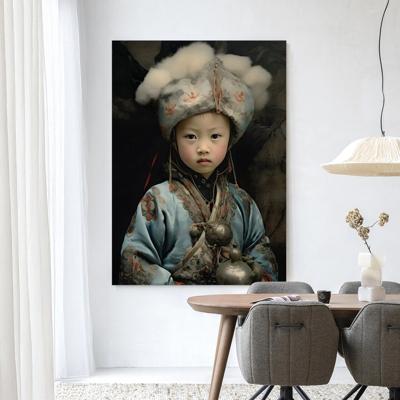 Urban Cotton Wandkleed 'Traditional Child 2' 145 x 190cm in Frame - black