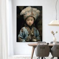Urban Cotton Wandkleed 'Traditional Child 2' 145 x 190cm in Frame - black